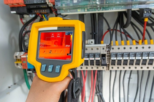 Electrician troubleshooting an electrical problem