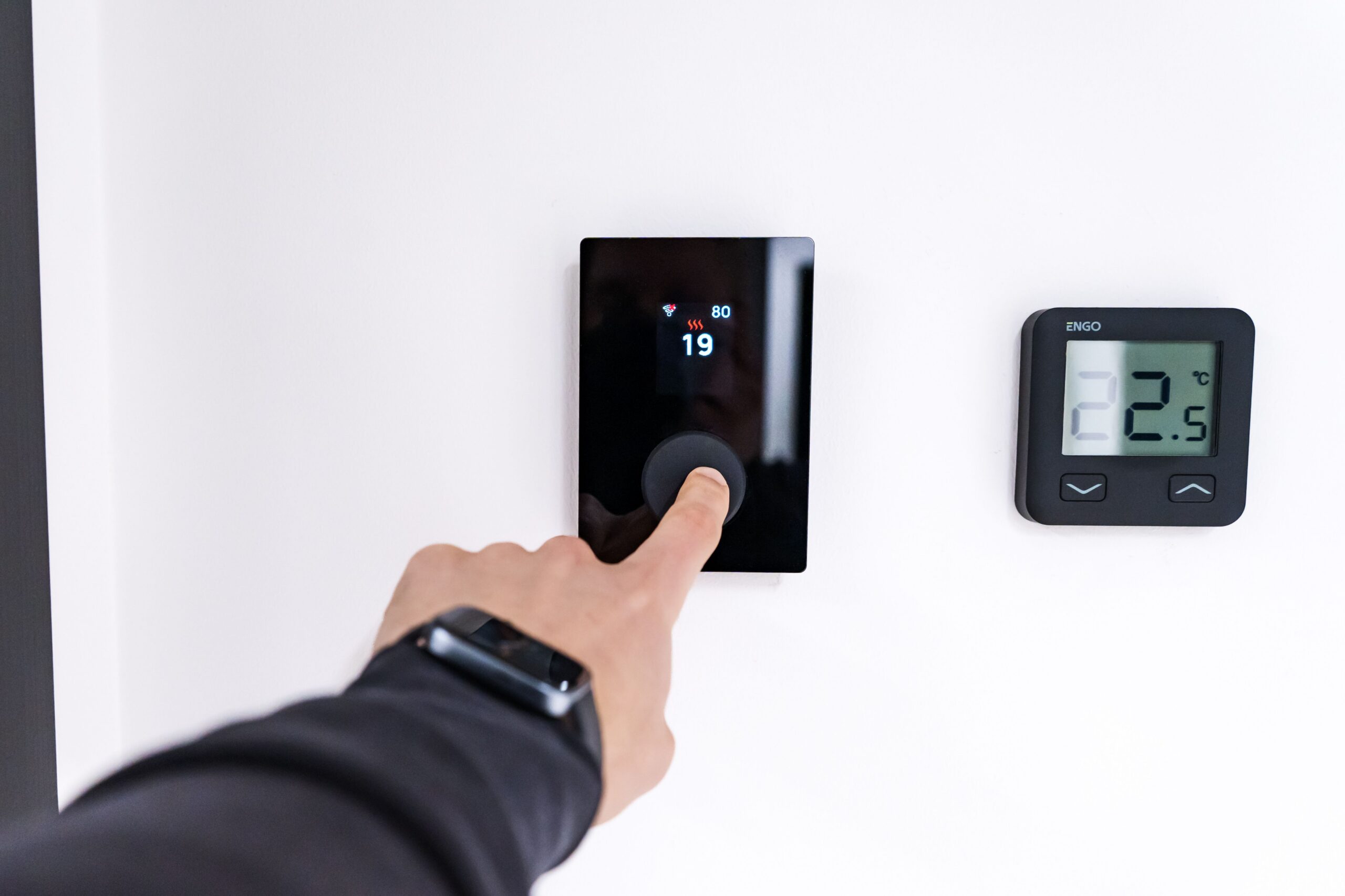Electrician installing smart home electrical controls